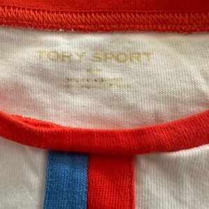 Tory Sport White Top with Red and Blue Accents